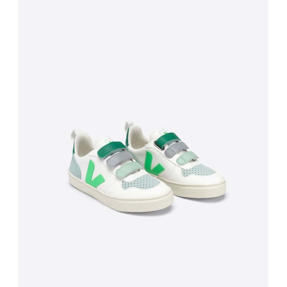 Veja V-10 CHROMEFREE Sko Barn White/Green | NO 741MQZ